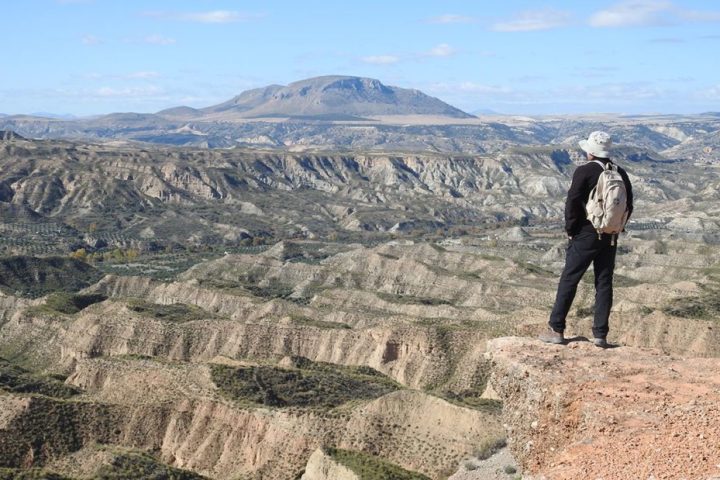 a man in a canyon